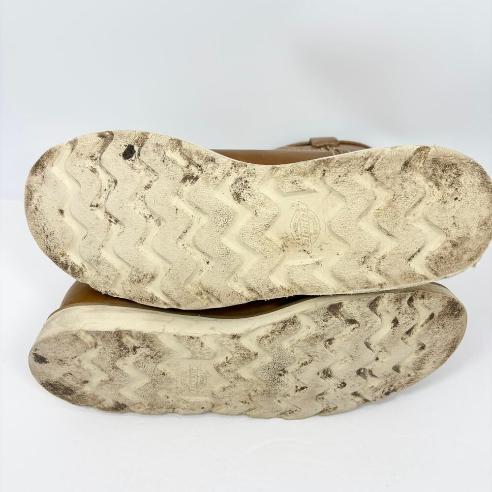 Dickies Work Boots Mens 9 Pull On Caml Brown Leather Carpenter Utility Barn Rare - Picture 10 of 13